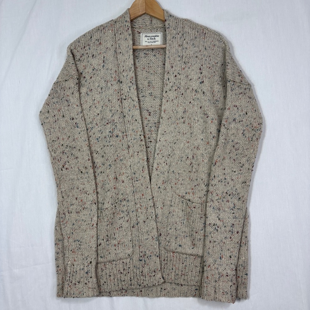 Abercrombie & Fitch Cardigan Womens S Cream Grandpa Dad Costal Grandma Timeless